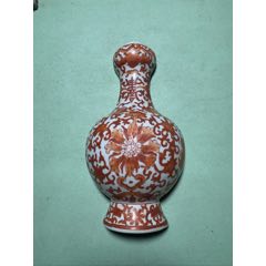 ＊中国古美術/缸豆紅釉盤（底款：大明天啓年製） 豇豆红莱福瓶_红釉瓷_明清古玩糖糖【7788旧书网】