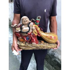 福建会馆游长子造粉彩福禄寿三星瓷塑_雕塑瓷/瓷雕_东来号【7788旧书网】