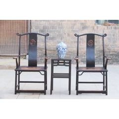 古董老黄花梨家具传世清代黄花梨雕龙纹交椅明清黄花梨家具会所_木椅/凳