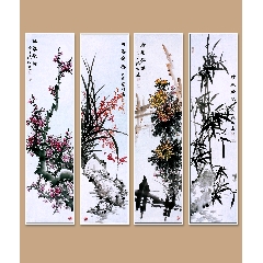吴石，民国时期花鸟茶挂《鹌鹑图》国画书法古玩字画。纸本纸裱画心尺寸
