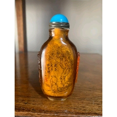 青花釉里红人物鼻烟壶，底款“康熙年制”_旧鼻烟壶_程饶金【7788旧书网】