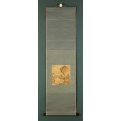 白石山人，民国时期《清江绿荫图》国画书法古玩字画回流装饰挂画。纸本