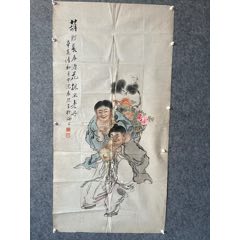 古玩字画收藏古董书画纯老纸纸本立轴老书画包邮_人物国画原作_花梨紫檀