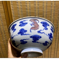 清中期青花囍字缠枝莲纹茶盖碗-青花瓷-7788红宝书