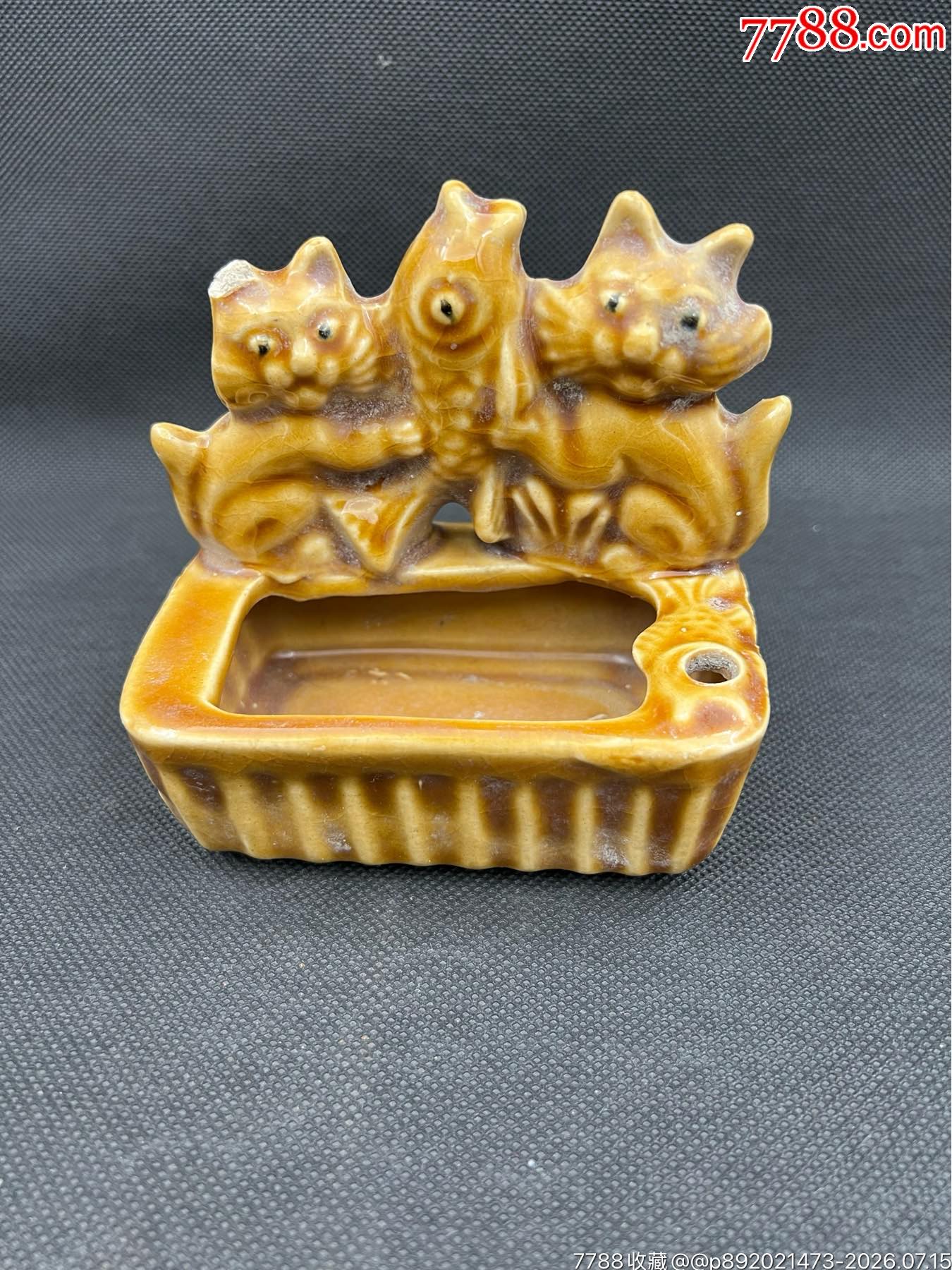 灰釉春秋重箱 七八十年代黄釉烟灰缸-烟灰缸-7788集邮卡