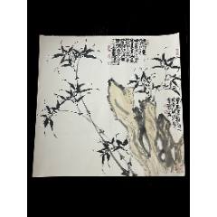 907号卷轴国画写意花卉富贵牡丹一枝浓艳漫春风画心43×67cm作者：郝兰忠
