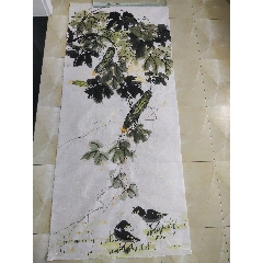 张大千（款），大幅泼墨中堂画《荷花图》国画书法古玩字画装饰挂画。纸