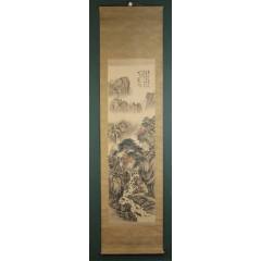 白石山人，民国时期《清江绿荫图》国画书法古玩字画回流装饰挂画。纸本