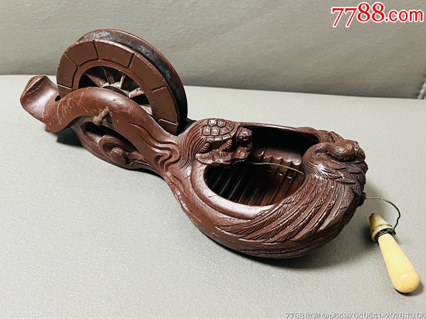 日本长云牌墨斗龟鹤纹老墨斗长云制线盒老古董木工工具，木匠墨线盒日本