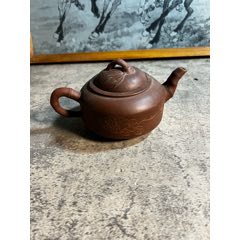 60，70年代，中国宜兴厂货，双流水平紫砂壶一把，盖修补y-紫砂壶-7788