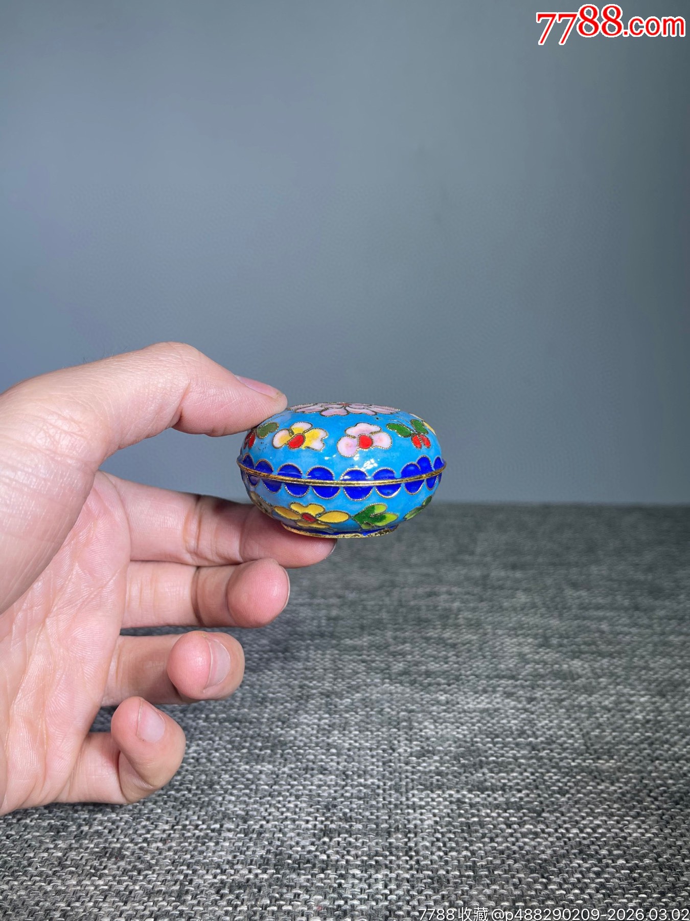 Y8605创汇期铜胎珐琅盖盒-景泰蓝/珐琅-7788收藏