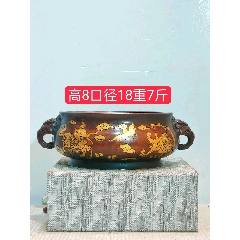 老铜香炉老宣德炉古董老铜器传世清代老紫铜风磨铜三足冲耳炉子_铜炉_