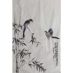鹌鹑芭蕉纯手绘水墨书画李苦禅画心尺寸45*68_花鸟国画原作_珍品书画苑