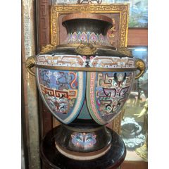 日本古董收藏品精美稻叶七宝烧文禽孔雀文具笔盒色泽明快高级礼品_其他