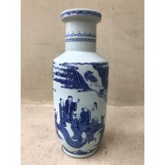 清代青花缠枝莲双喜纹兽耳瓶-青花瓷-7788旧书网