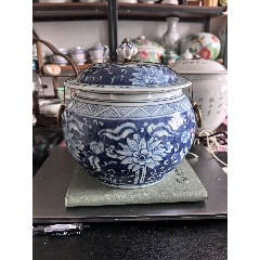 清中期青花缠枝莲纹印泥盒_青花瓷_图片价格_收藏鉴定_7788钱币网