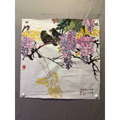 石舟，八十年代工笔花卉茶挂《玉兰蝴蝶图》国画书法古玩字画装饰挂画