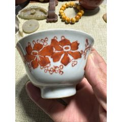 清代康熙青花矾红描金花卉茶叶罐-红釉瓷-7788红宝书