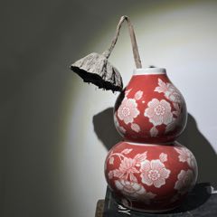 重錦焼 黄釉 赤龍文 水注 时代物 共箱 中国 古美術 收藏品 No.19 黄地紅彩雲龍文壷 / Jar with dragon and cloud design, Yellow