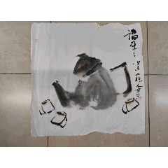著名画家石恒手绘《上山虎》一幅，画心尺寸57?95,整体尺寸67?158_花鸟