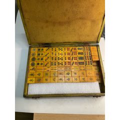 民国老上海古董朱雀竹骨麻将牌带箱140个和点棒榫卯结构牛骨馆藏_麻将