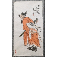汉白玉彩绘人物故事砚屏，边框海南黄花梨，三包安全到家，17.5x11.5x_