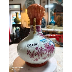 老厂货粉彩手绘寿桃将军罐一对_旧瓷器_锦鑫古玩店【7788旧书网】