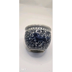 清代早期康熙青花洞石花卉纹压手杯瓷片标本古董古瓷器收藏品_青花瓷_嘉