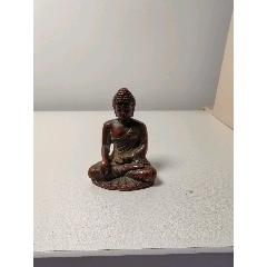 旧藏西藏收老纯铜藏传工艺镶嵌宝石彩绘描金藏传密宗药师佛佛像_铜像/铜