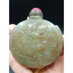 和田玉鼻烟壶听琴图-鼻烟壶-7788菊花石