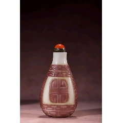 青花釉里红人物鼻烟壶，底款“康熙年制”_旧鼻烟壶_程饶金【7788旧书网】