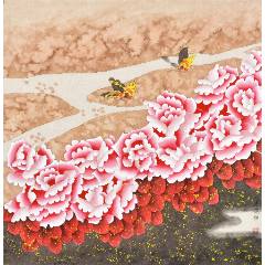 文瑛工笔旧裱绢本花鸟立轴_花鸟国画原作_苏恒堂【7788收藏】