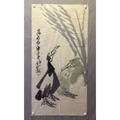 24088国画原作，四川画家曲玲，无款，工笔花鸟画，牡丹，尺寸44×32厘米