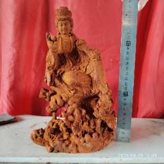 民间藏品老木头老紫檀木笔筒镶寿山石贝壳宝石文房用品_竹雕像_东方古