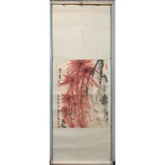 印刷】《宫本武藏枯木鸣鵙图》7212书画挂轴日本回流字画工艺画_花鸟