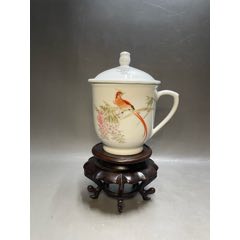 567瓷器／七八十年代景德镇手绘粉彩金地百花不落地赏瓶／摆件+全品+无