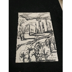 八十年代左右钢笔山水素描速写画稿原稿等9张合售_素描/速写_东林书屋