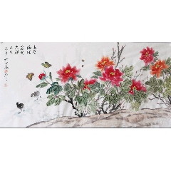 文瑛工笔旧裱绢本花鸟立轴_花鸟国画原作_苏恒堂【7788收藏】