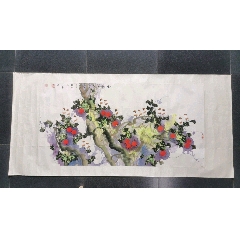 张大千（款），大幅泼墨中堂画《荷花图》国画书法古玩字画装饰挂画。纸