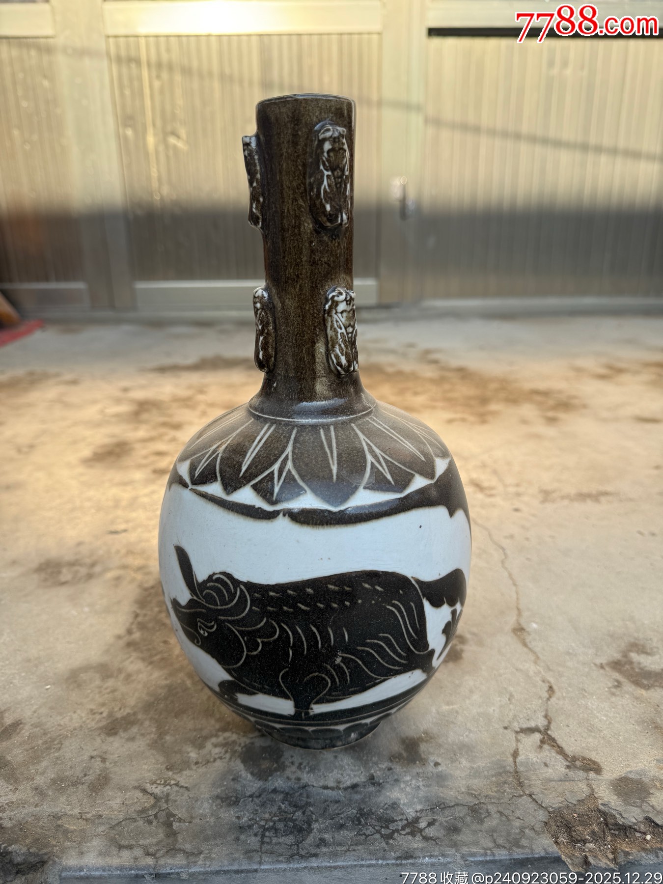 金代定窑白釉褐彩鹿纹瓶-其他老瓶子-7788老唱片