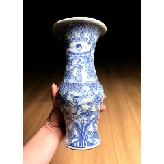 清早期·青花山水人物筒瓶】-青花瓷-7788旧书网