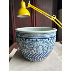 清代早期康熙青花洞石花卉纹压手杯瓷片标本古董古瓷器收藏品_青花瓷_嘉