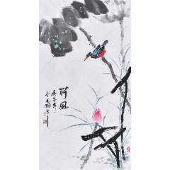 印刷】《宫本武藏枯木鸣鵙图》7212书画挂轴日本回流字画工艺画_花鸟