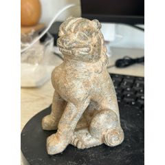 送料無料　中国古玩　清時代滑石彫刻獅子一対　高さ１８ｃｍ 清代青石古石雕潮州石狮子_石狮/石雕塑_聚古堂古石雕杂项【7788旧书网】