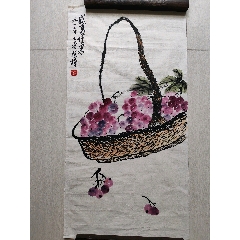 张大千（款），大幅泼墨中堂画《荷花图》国画书法古玩字画装饰挂画。纸