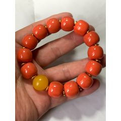 天然缠丝老玛瑙糖料手工磨大孔珠手串_玛瑙/宝石手串_永一利【7788旧书网】