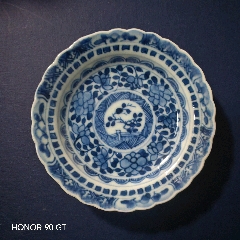 清代青花漳江门通景山水人物盖碗_青花瓷_侯马老古董【7788旧书网】