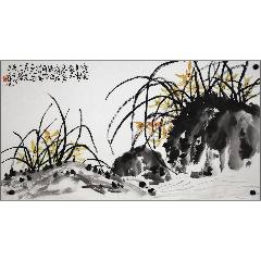 小堀遠州筆 萝字蝶之画 印刷】《宫本武藏枯木鸣鵙图》7212书画挂轴日本回流字画工艺画_花鸟