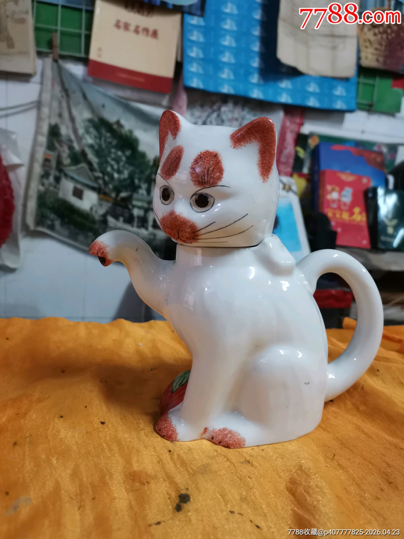 70年代猫茶壶_彩陶_鉴别图片_收藏价格_7788陶器收藏