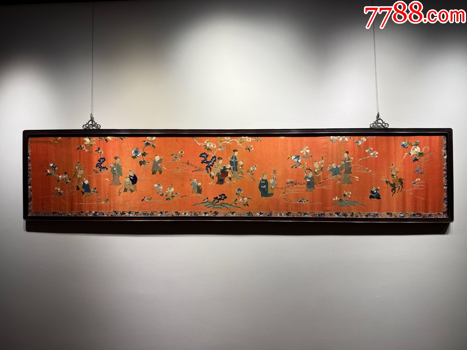 清代苏绣横幅《婴戏图》-其他织绣画-7788旧书网